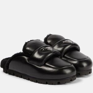 Prada Black Leather Mules